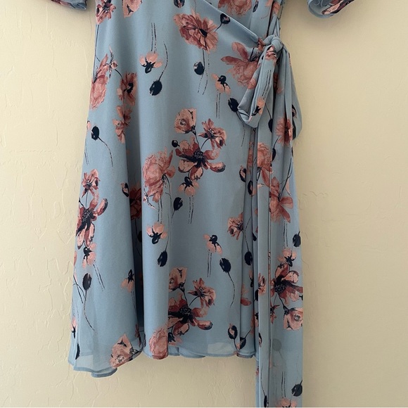 House of Harlow 1960 x Revolve Blue Pink Floral Wrap Dress XS - Picture 4 of 13